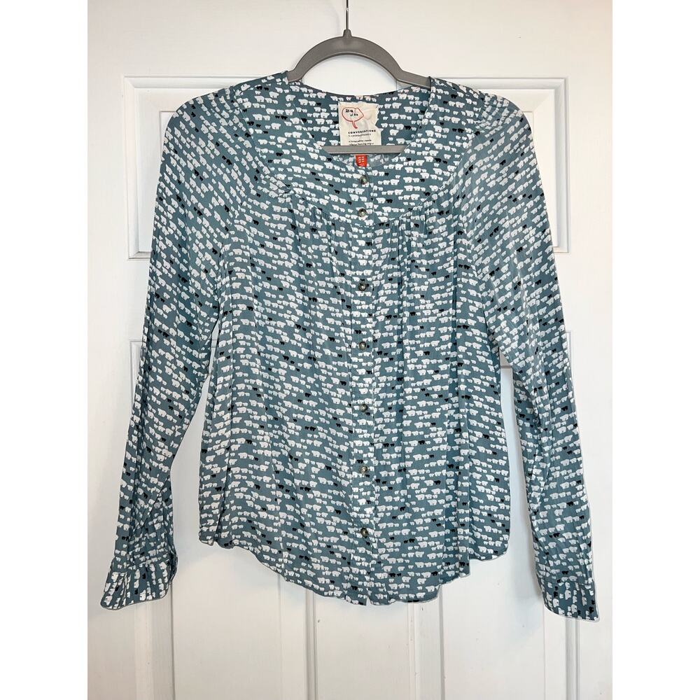 24 Of 52 Conversations Glacial Gathering Polar Bear Button Down Blouse - sz 4